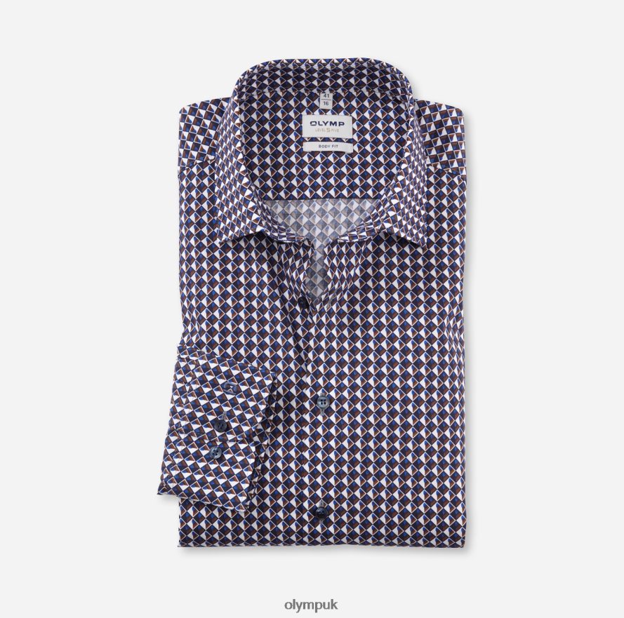 Clothing OLYMP Level Five Body Fit, Business Shirt, New York Kent, Reddish Brown NZ22L535