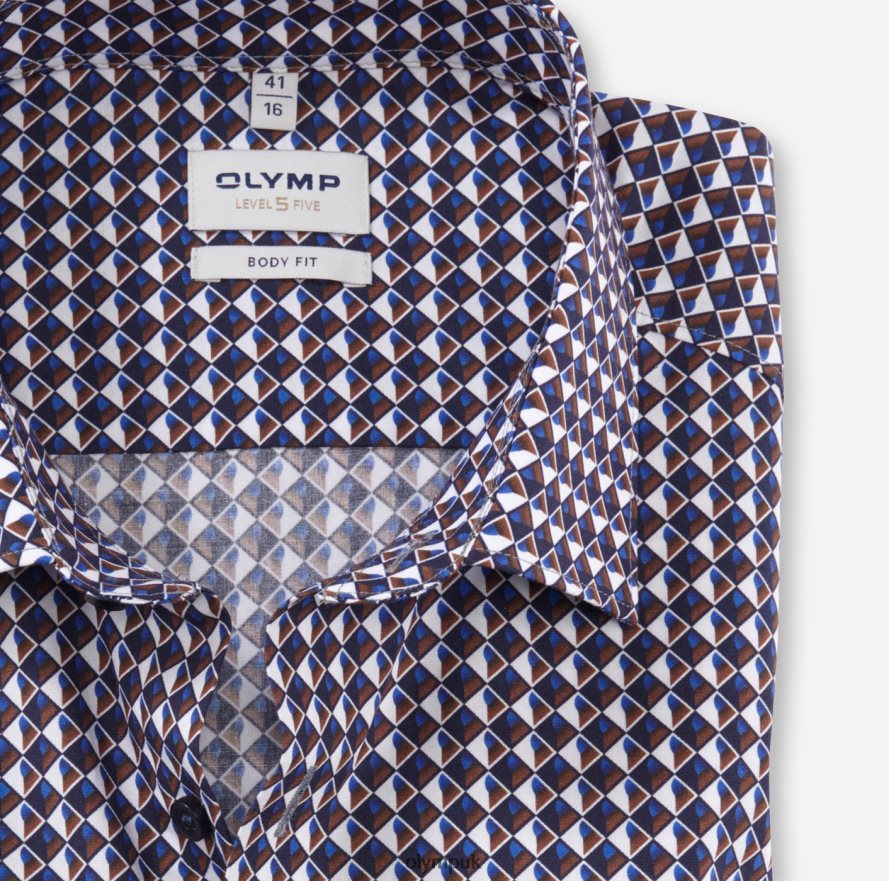 Clothing OLYMP Level Five Body Fit, Business Shirt, New York Kent, Reddish Brown NZ22L535