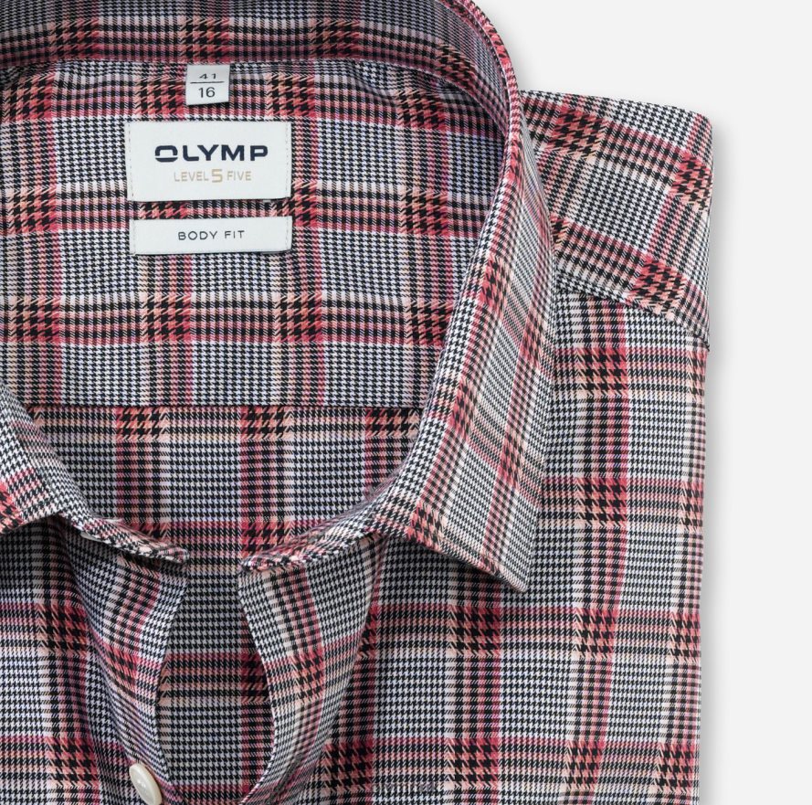 Clothing OLYMP Level Five Body Fit, Business Shirt, New York Kent, Rosewood NZ22L623