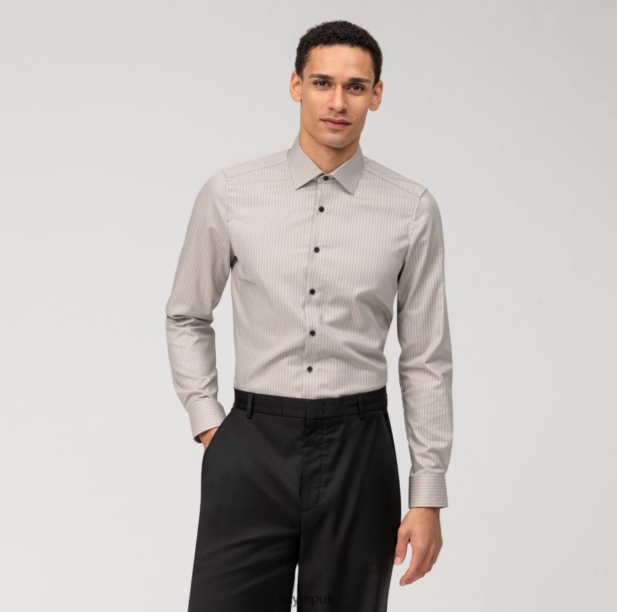 Clothing OLYMP Level Five Body Fit, Business Shirt, New York Kent, Taupe NZ22L589