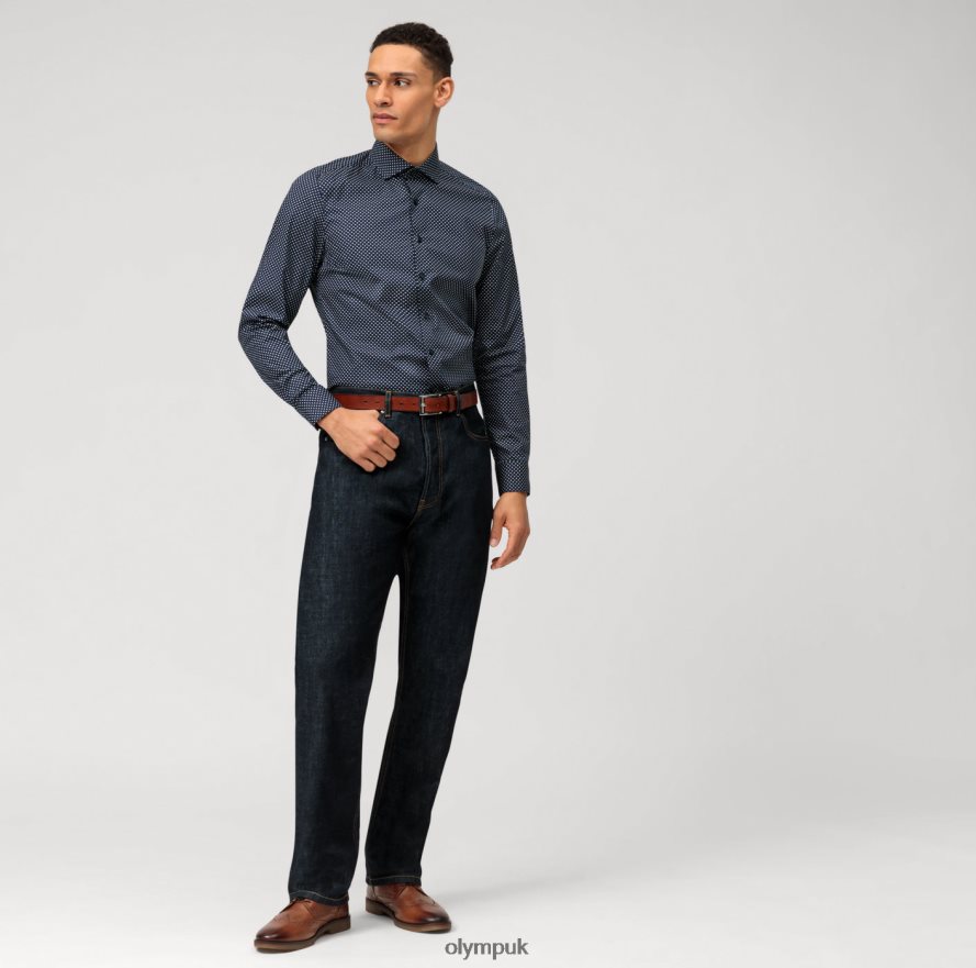 Clothing OLYMP Level Five Body Fit, Business Shirt, Royal Kent, Marine NZ22L636