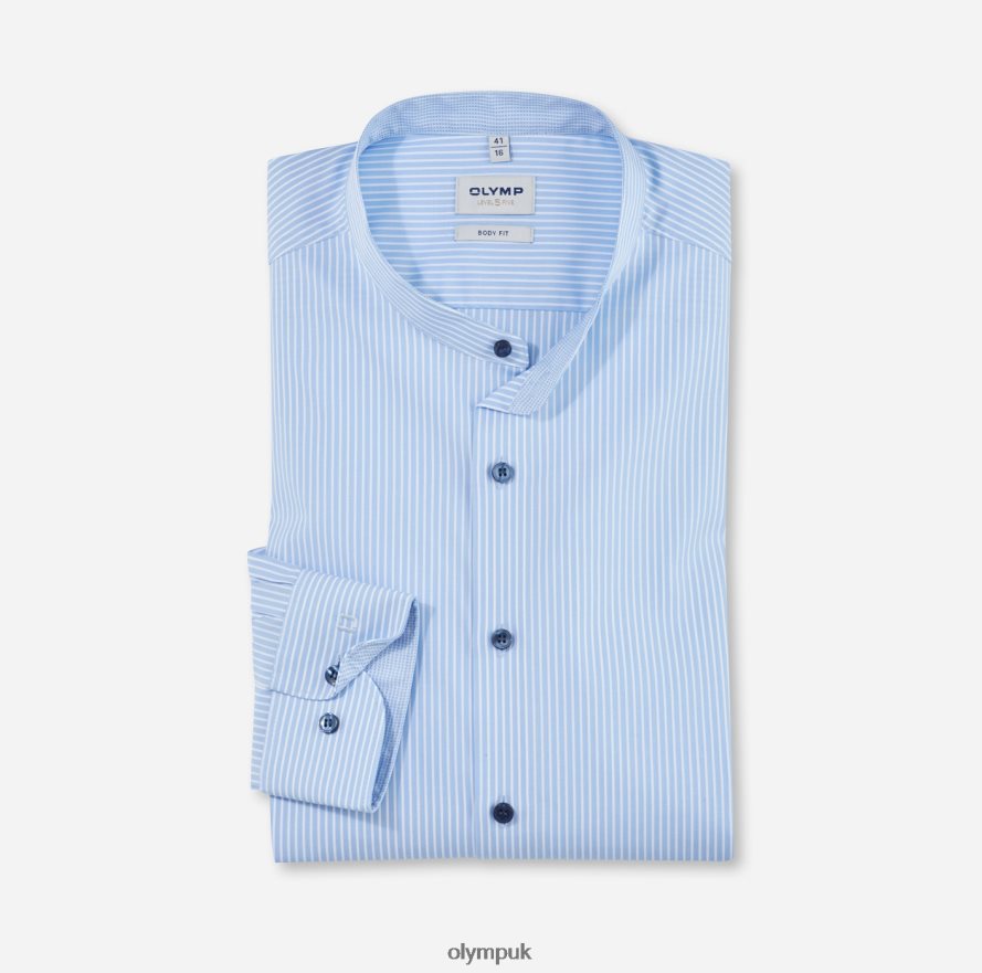 Clothing OLYMP Level Five Body Fit, Business Shirt, Stand-Up Collar, Bleu NZ22L791