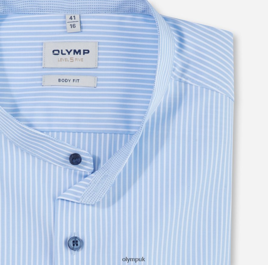 Clothing OLYMP Level Five Body Fit, Business Shirt, Stand-Up Collar, Bleu NZ22L791