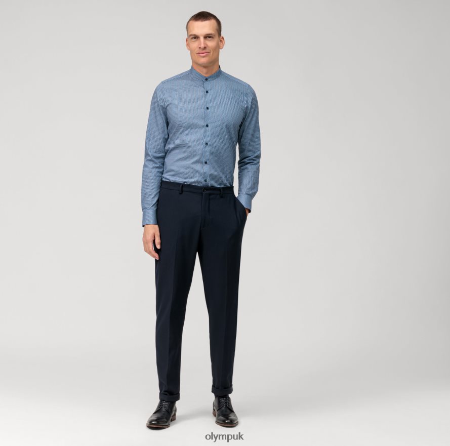 Clothing OLYMP Level Five Body Fit, Business Shirt, Stand-Up Collar, Marine NZ22L525