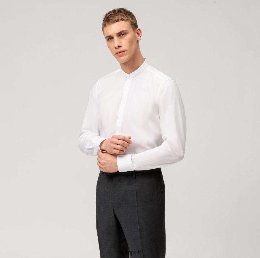 Clothing OLYMP Level Five Body Fit, Business Shirt, Stand-Up Collar, White NZ22L677