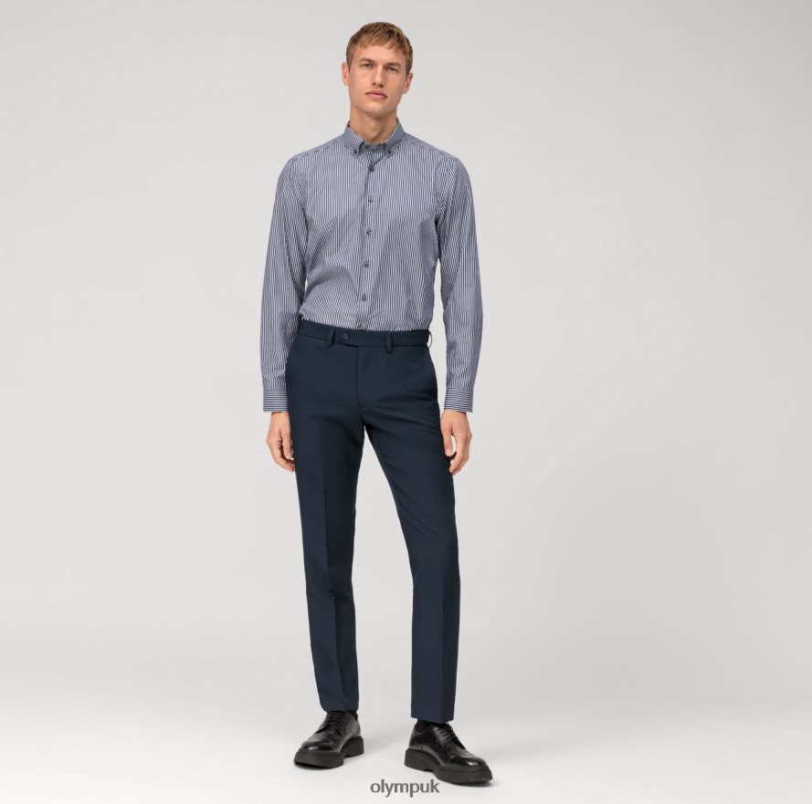 Clothing OLYMP Level Five Garment Washed Body Fit, Business Shirt, Button-Down, Marine NZ22L493