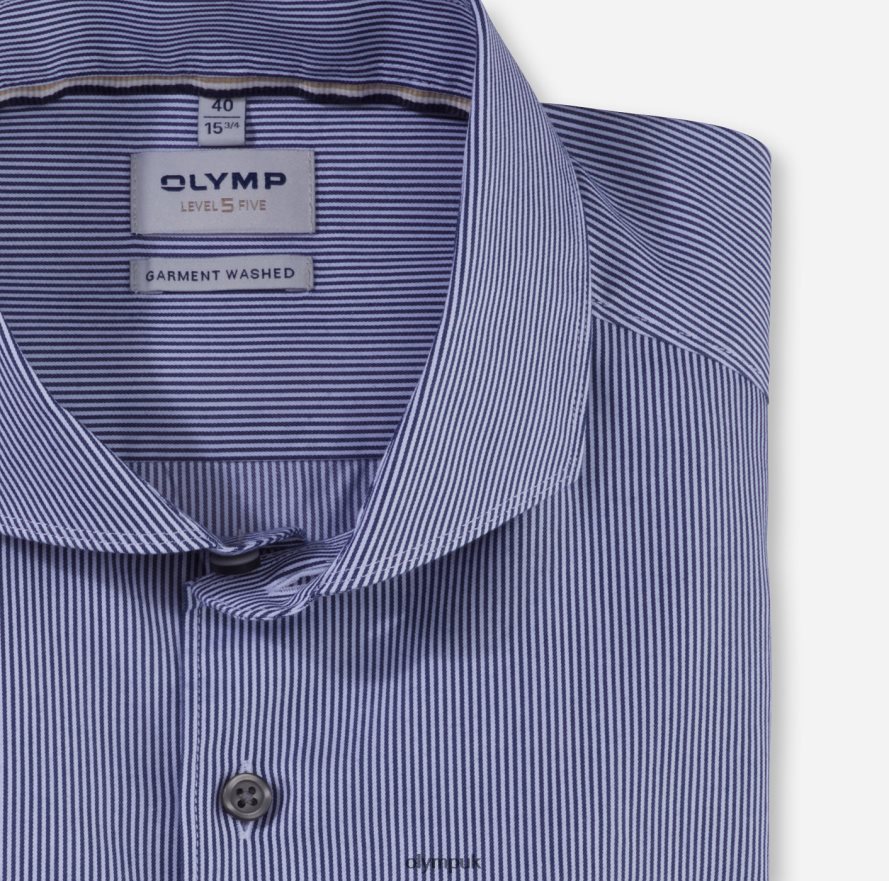 Clothing OLYMP Level Five Garment Washed Body Fit, Business Shirt, Cutaway, Marine NZ22L572