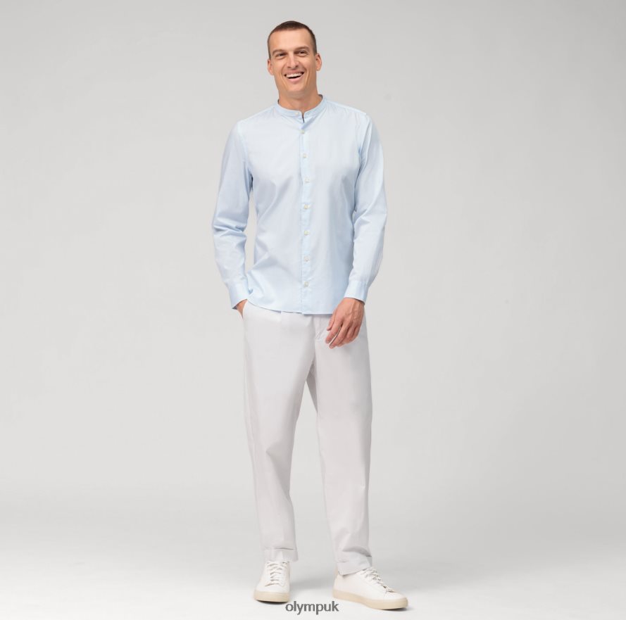 Clothing OLYMP Level Five Garment Washed Body Fit, Business Shirt, Stand-Up Collar, Bleu NZ22L496