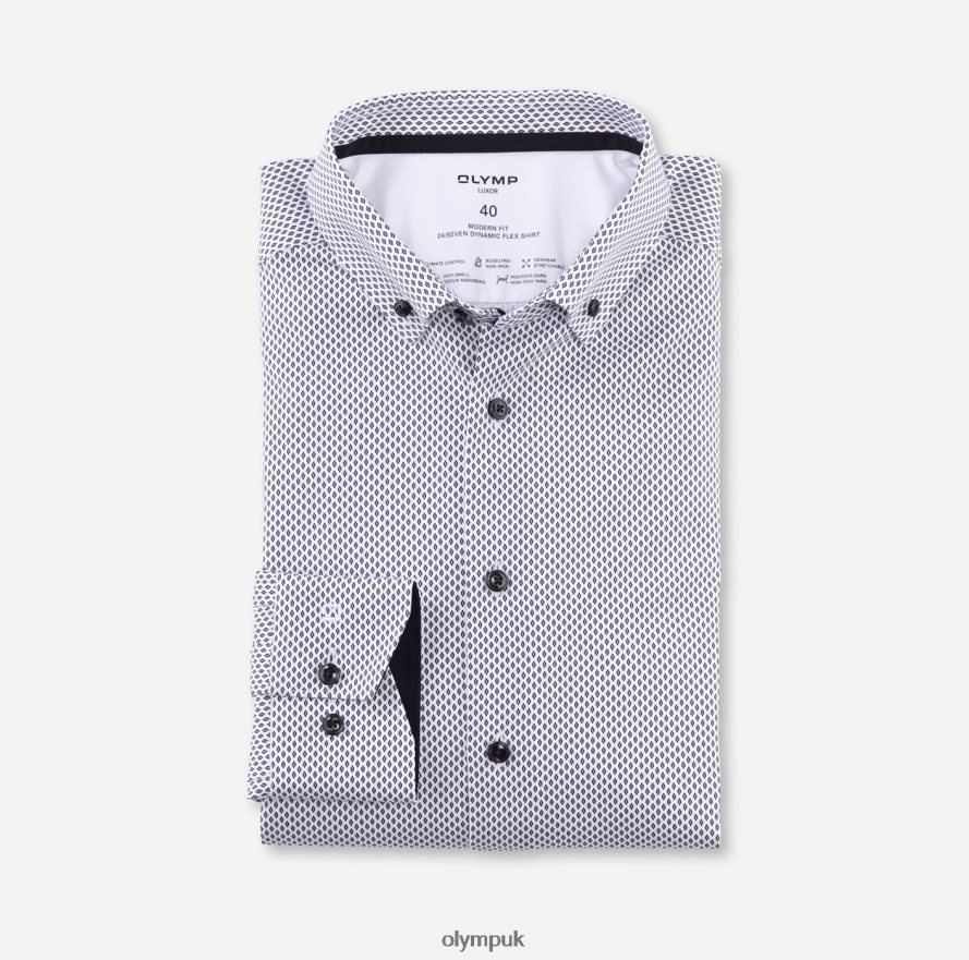 Clothing OLYMP Luxor 24/Seven Modern Fit, Business Shirt, Button-Down, Black NZ22L1064