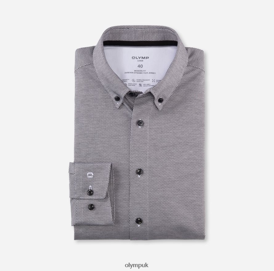 Clothing OLYMP Luxor 24/Seven Modern Fit, Business Shirt, Button-Down, Black NZ22L1070