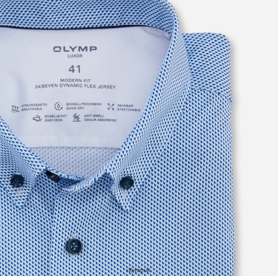 Clothing OLYMP Luxor 24/Seven Modern Fit, Business Shirt, Button-Down, Bleu NZ22L1104