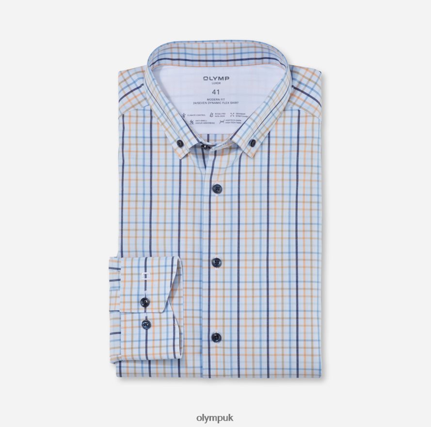 Clothing OLYMP Luxor 24/Seven Modern Fit, Business Shirt, Button-Down, Mandarin NZ22L1167
