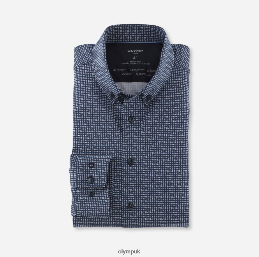 Clothing OLYMP Luxor 24/Seven Modern Fit, Business Shirt, Button-Down, Marine NZ22L1077