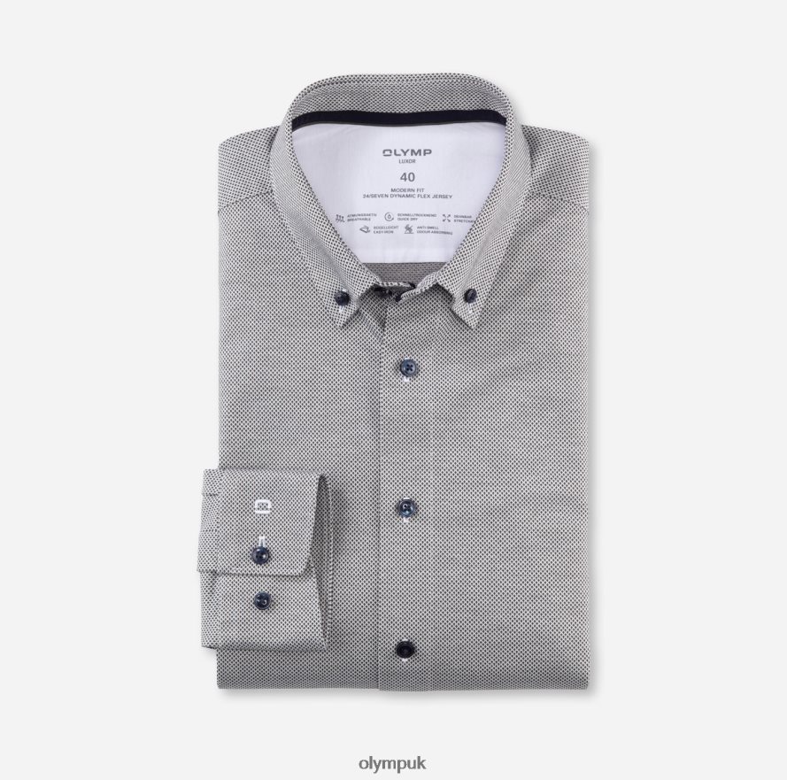 Clothing OLYMP Luxor 24/Seven Modern Fit, Business Shirt, Button-Down, Olive NZ22L1027