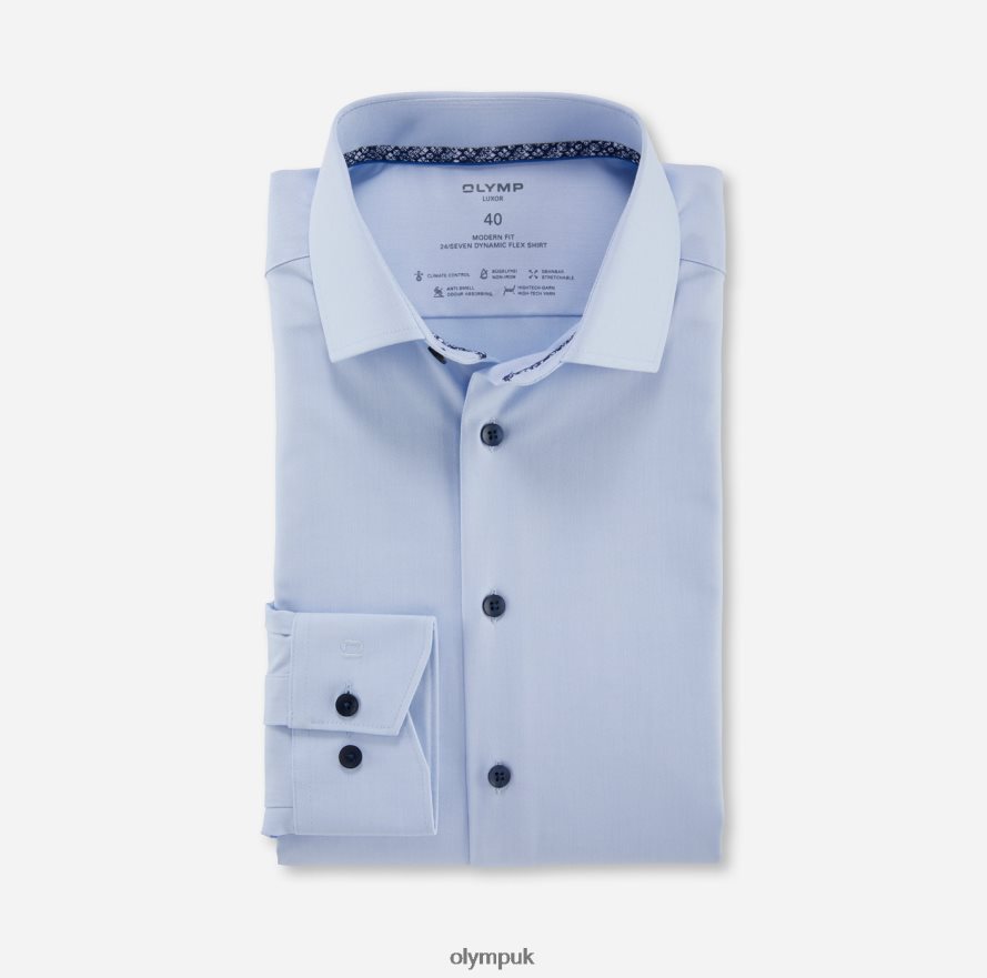Clothing OLYMP Luxor 24/Seven Modern Fit, Business Shirt, Extra Short Sleeve, Global Kent, Bleu NZ22L1472