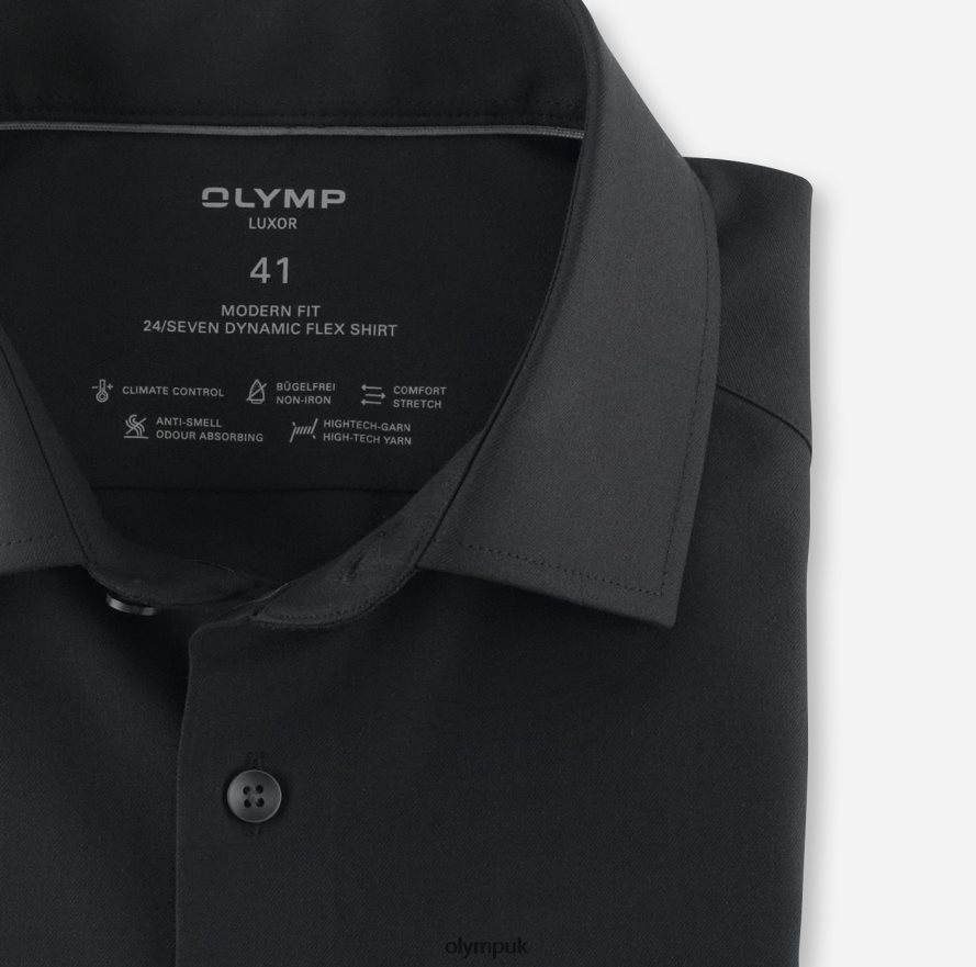 Clothing OLYMP Luxor 24/Seven Modern Fit, Business Shirt, Global Kent, Black NZ22L964