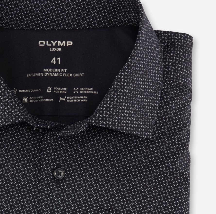 Clothing OLYMP Luxor 24/Seven Modern Fit, Business Shirt, Global Kent, Black NZ22L984