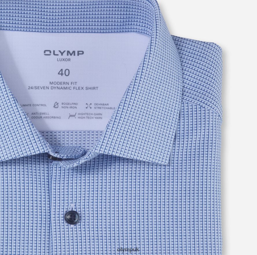 Clothing OLYMP Luxor 24/Seven Modern Fit, Business Shirt, Global Kent, Bleu NZ22L1053