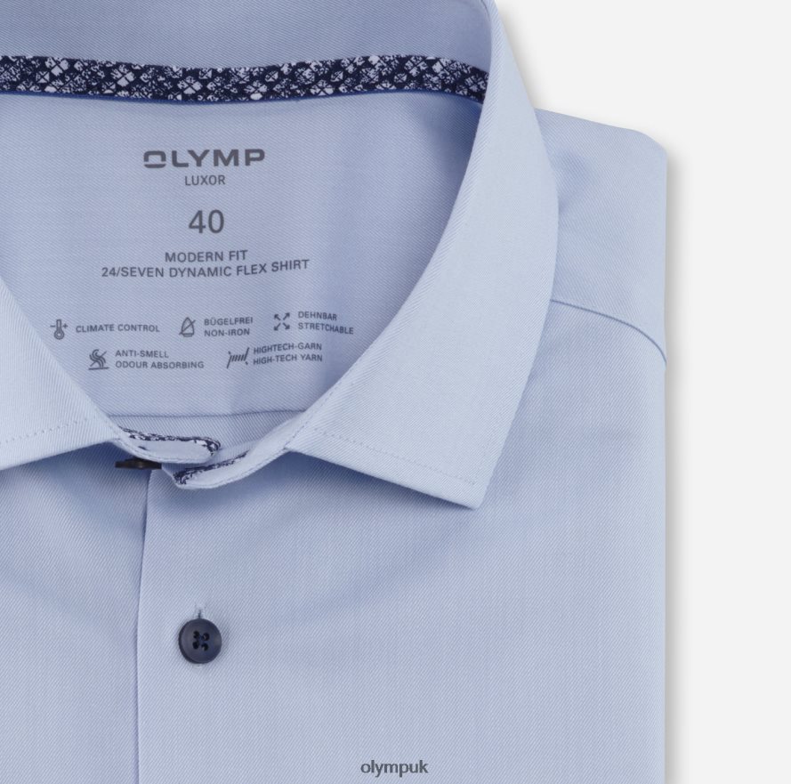 Clothing OLYMP Luxor 24/Seven Modern Fit, Business Shirt, Global Kent, Bleu NZ22L1059