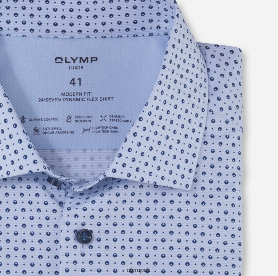 Clothing OLYMP Luxor 24/Seven Modern Fit, Business Shirt, Global Kent, Bleu NZ22L1141