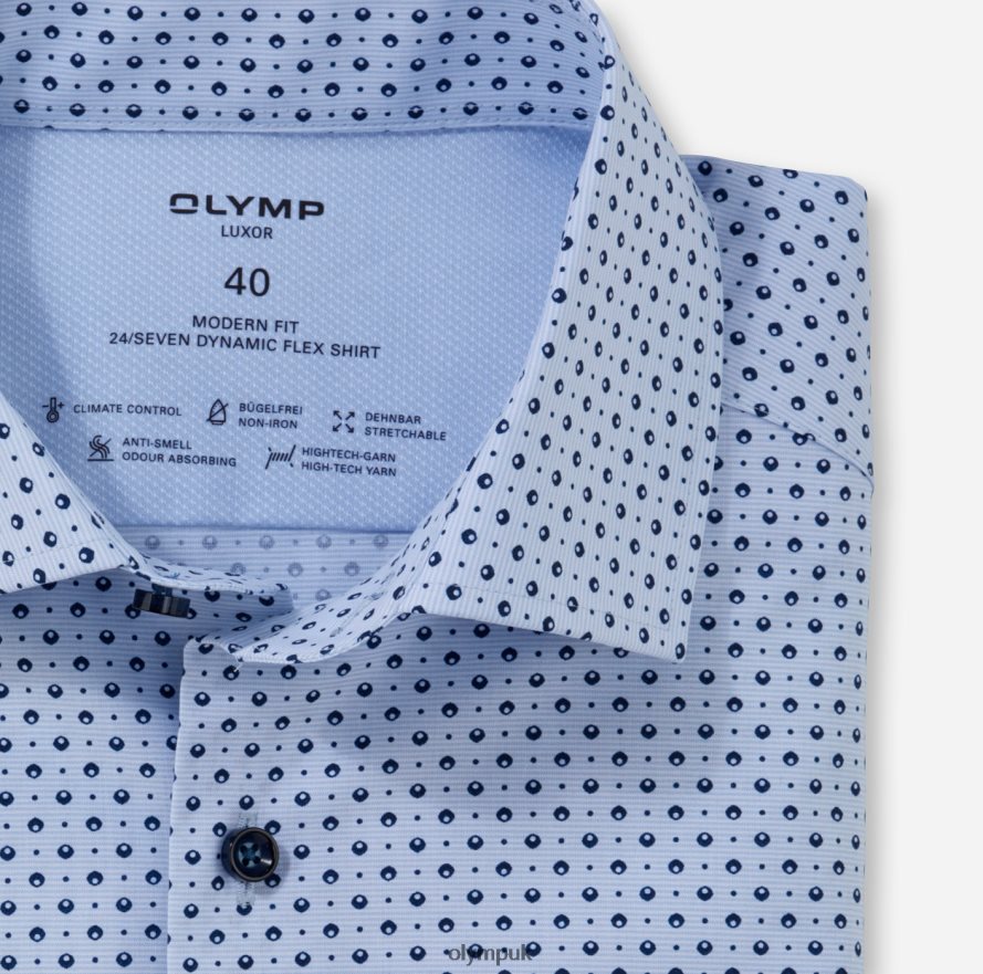 Clothing OLYMP Luxor 24/Seven Modern Fit, Business Shirt, Global Kent, Bleu NZ22L1168