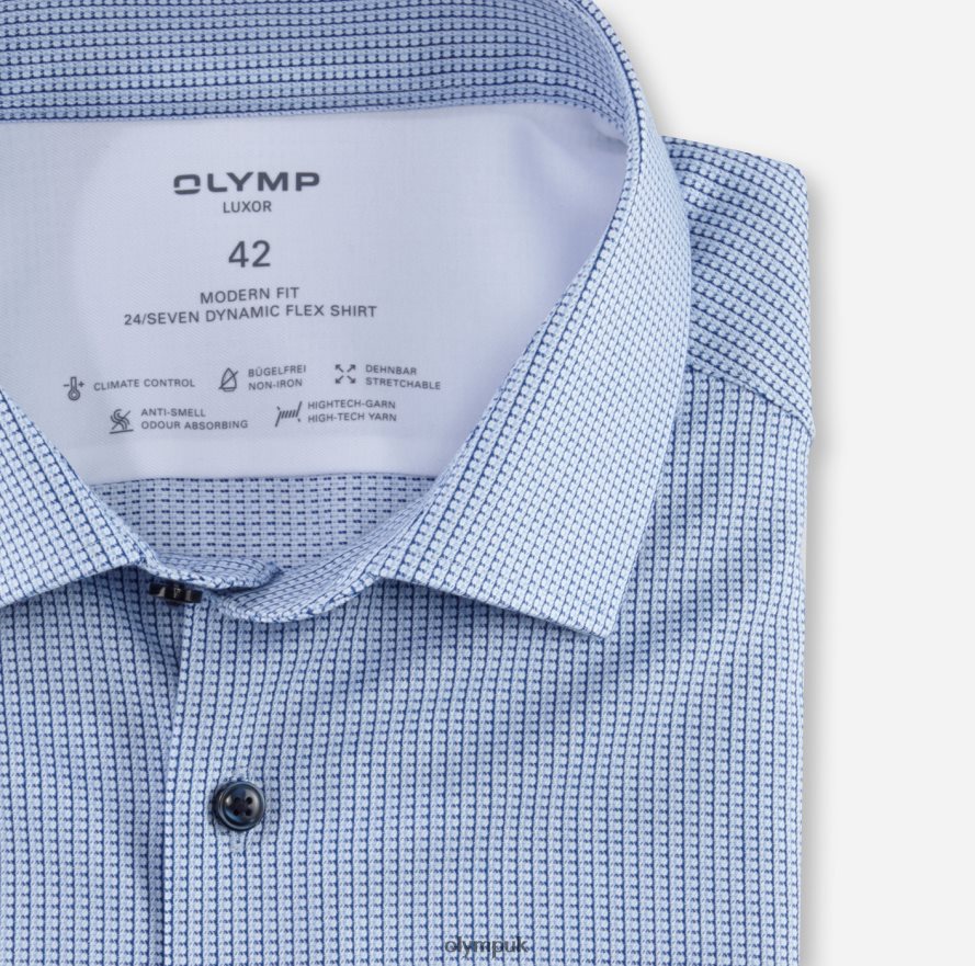 Clothing OLYMP Luxor 24/Seven Modern Fit, Business Shirt, Global Kent, Bleu NZ22L1259