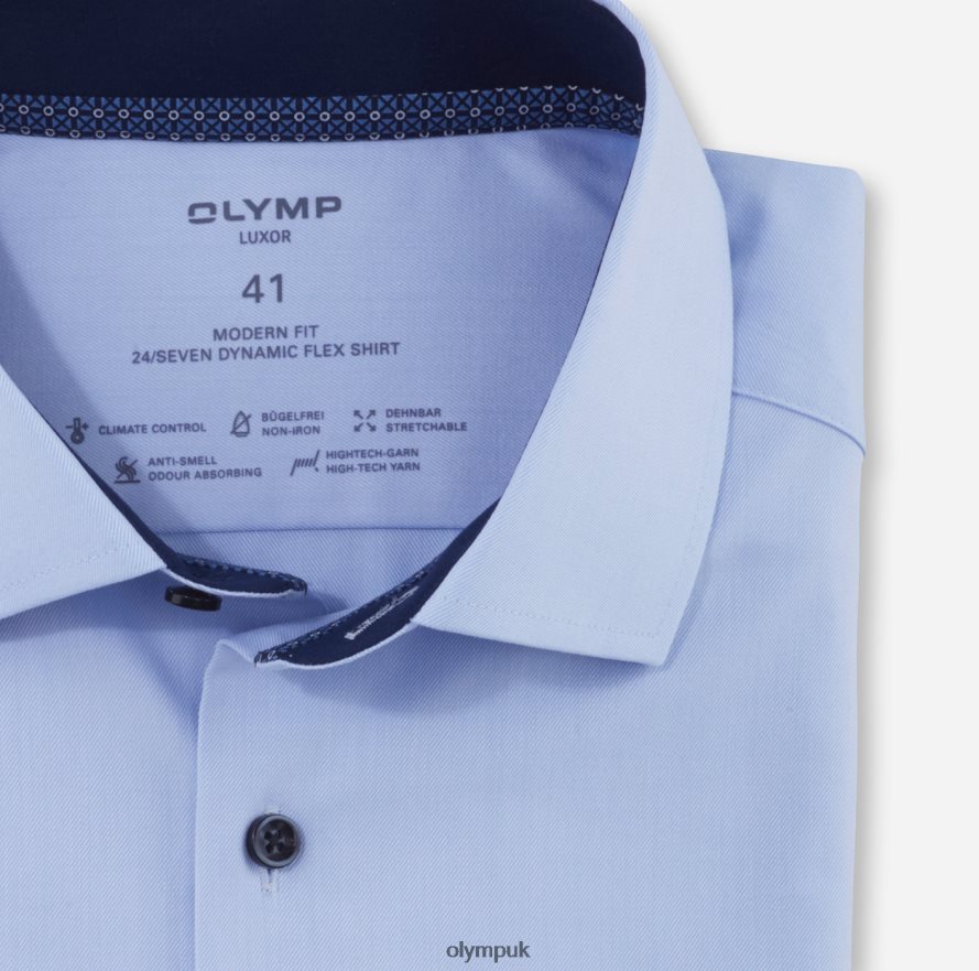 Clothing OLYMP Luxor 24/Seven Modern Fit, Business Shirt, Global Kent, Bleu NZ22L1322