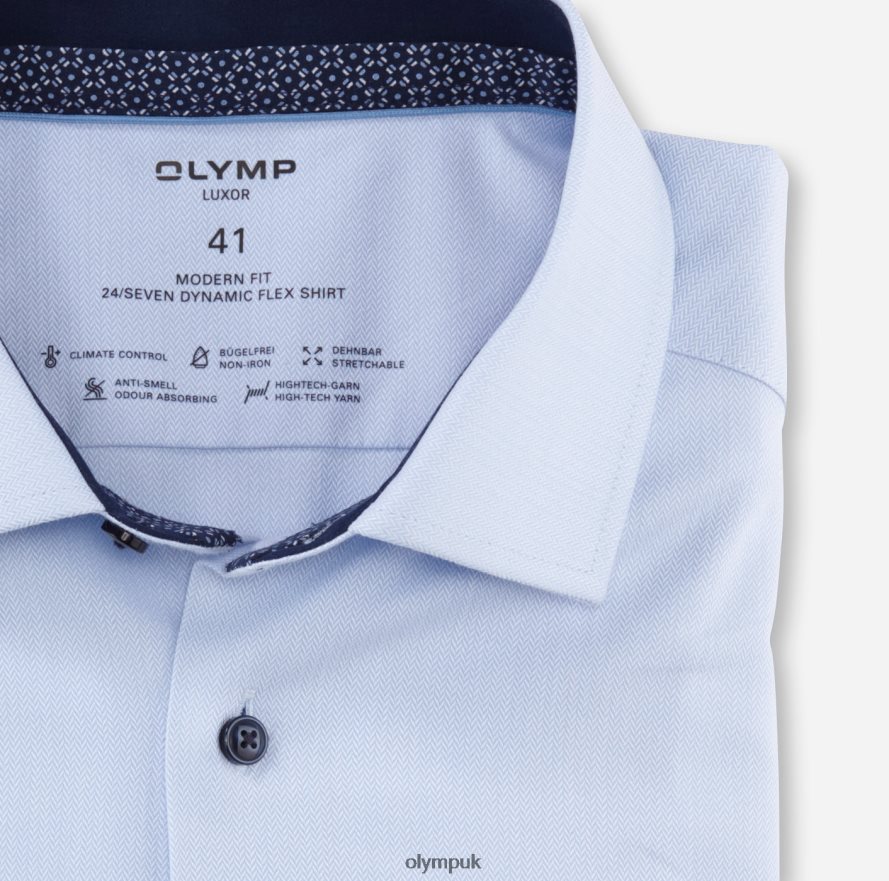 Clothing OLYMP Luxor 24/Seven Modern Fit, Business Shirt, Global Kent, Bleu NZ22L978
