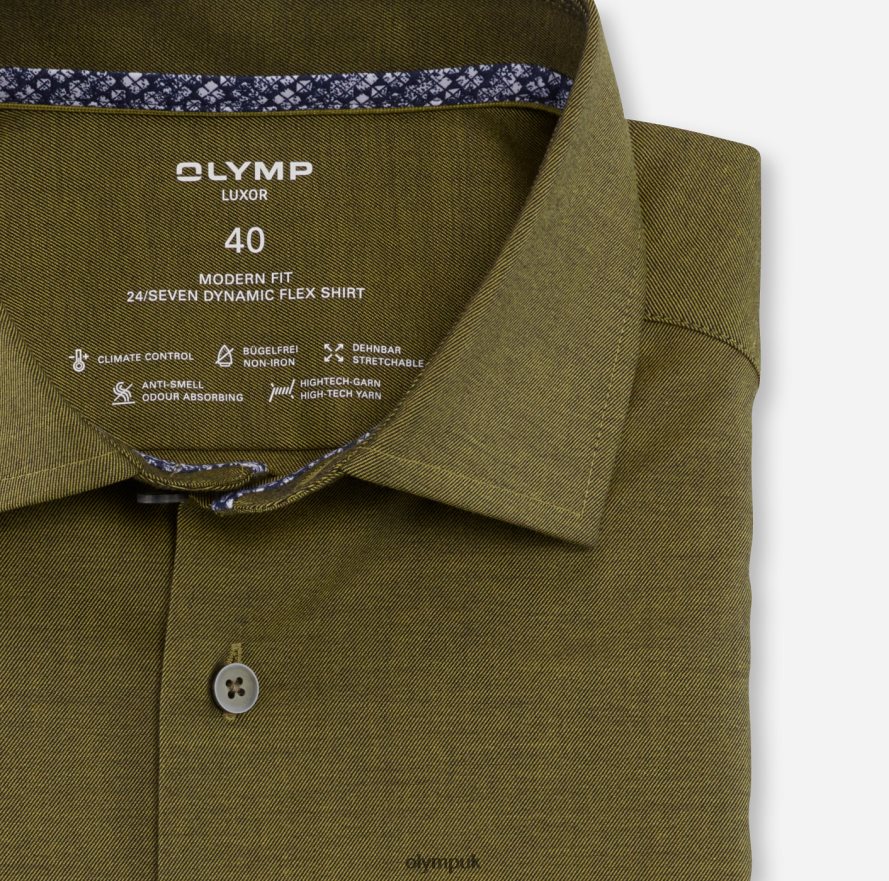 Clothing OLYMP Luxor 24/Seven Modern Fit, Business Shirt, Global Kent, Dark Green NZ22L1096