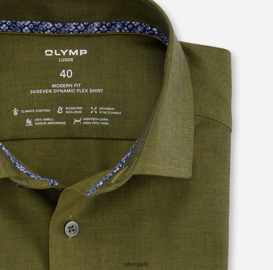 Clothing OLYMP Luxor 24/Seven Modern Fit, Business Shirt, Global Kent, Dark Green NZ22L1120