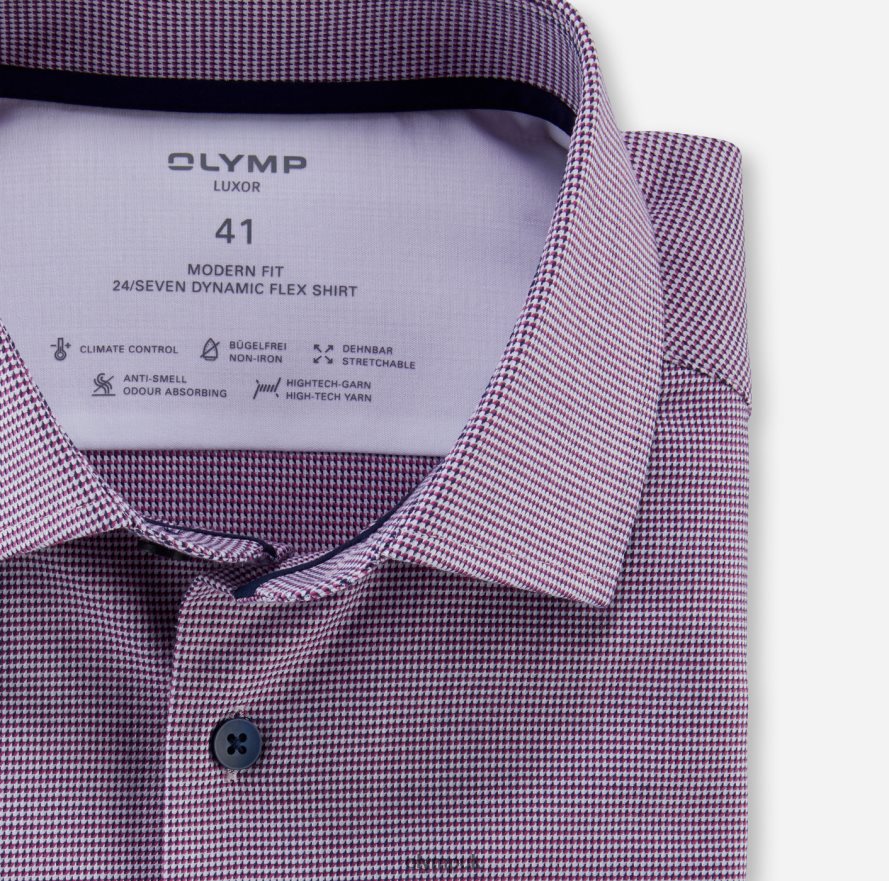 Clothing OLYMP Luxor 24/Seven Modern Fit, Business Shirt, Global Kent, Fuchsia NZ22L929