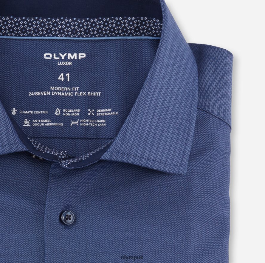 Clothing OLYMP Luxor 24/Seven Modern Fit, Business Shirt, Global Kent, Marine NZ22L1011