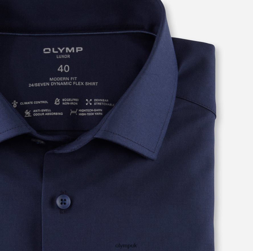 Clothing OLYMP Luxor 24/Seven Modern Fit, Business Shirt, Global Kent, Marine NZ22L1039