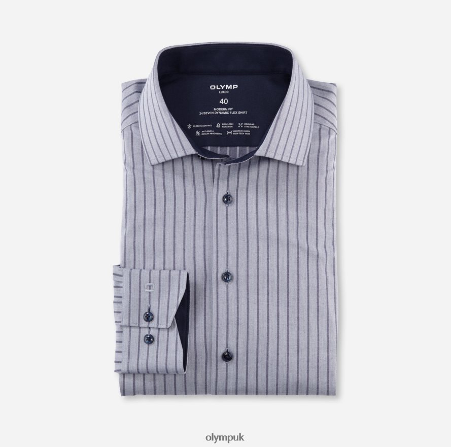 Clothing OLYMP Luxor 24/Seven Modern Fit, Business Shirt, Global Kent, Marine NZ22L1073