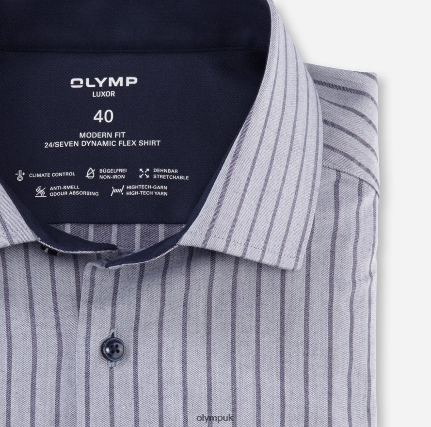 Clothing OLYMP Luxor 24/Seven Modern Fit, Business Shirt, Global Kent, Marine NZ22L1073