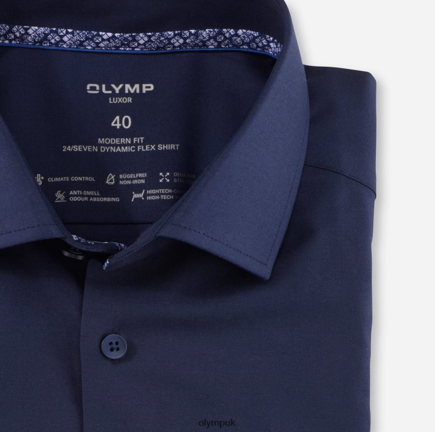 Clothing OLYMP Luxor 24/Seven Modern Fit, Business Shirt, Global Kent, Marine NZ22L1080