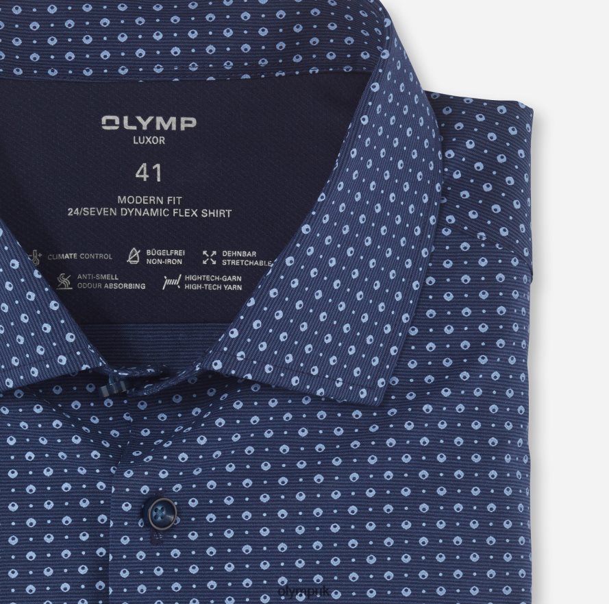 Clothing OLYMP Luxor 24/Seven Modern Fit, Business Shirt, Global Kent, Marine NZ22L1103
