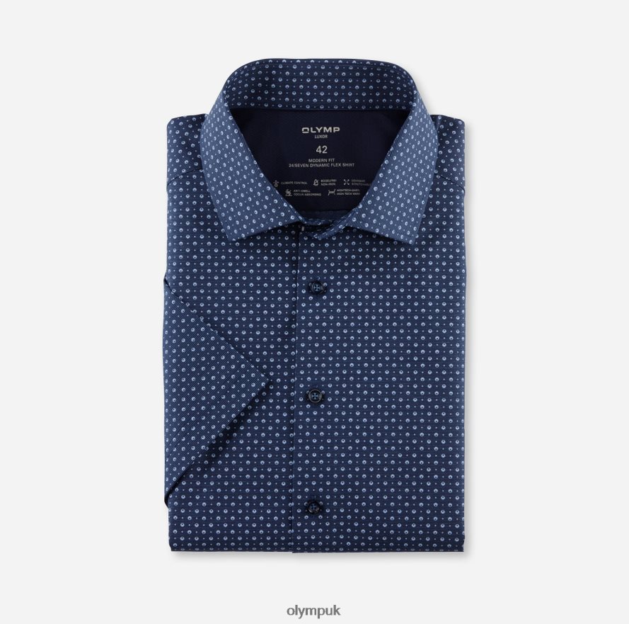 Clothing OLYMP Luxor 24/Seven Modern Fit, Business Shirt, Global Kent, Marine NZ22L1129