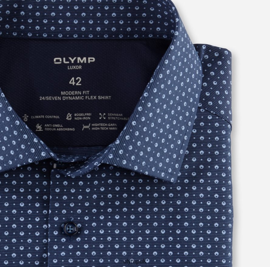 Clothing OLYMP Luxor 24/Seven Modern Fit, Business Shirt, Global Kent, Marine NZ22L1129
