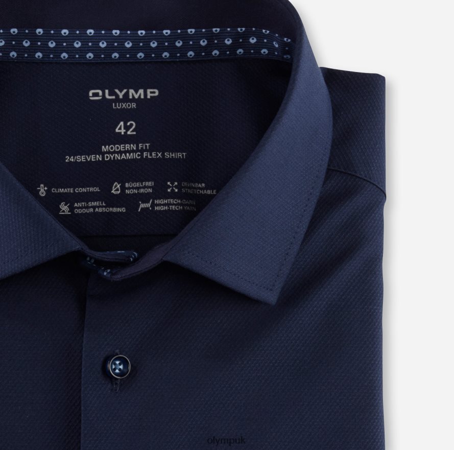 Clothing OLYMP Luxor 24/Seven Modern Fit, Business Shirt, Global Kent, Marine NZ22L1139