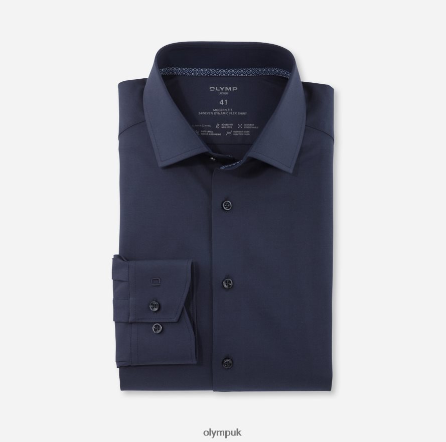 Clothing OLYMP Luxor 24/Seven Modern Fit, Business Shirt, Global Kent, Marine NZ22L1277