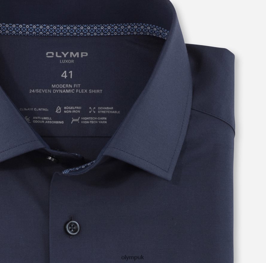 Clothing OLYMP Luxor 24/Seven Modern Fit, Business Shirt, Global Kent, Marine NZ22L1277