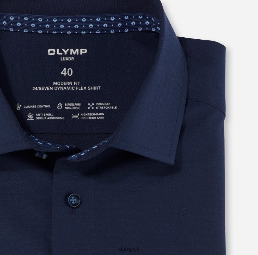 Clothing OLYMP Luxor 24/Seven Modern Fit, Business Shirt, Global Kent, Marine NZ22L1318