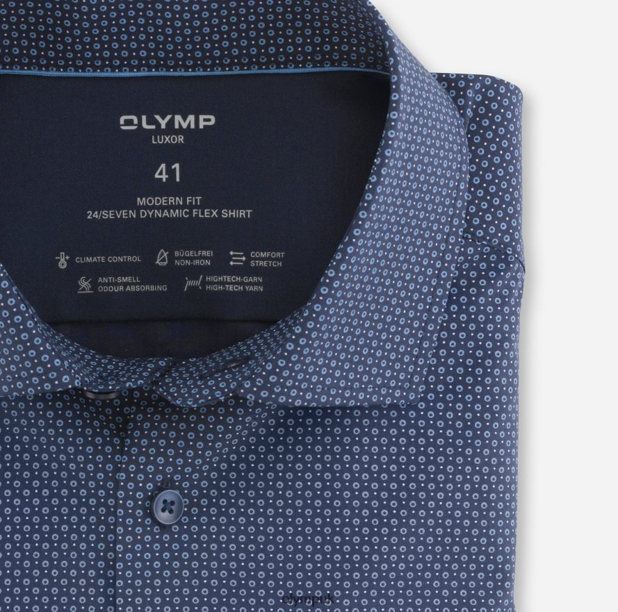 Clothing OLYMP Luxor 24/Seven Modern Fit, Business Shirt, Global Kent, Marine NZ22L1345
