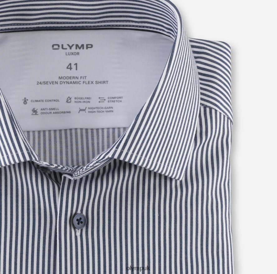 Clothing OLYMP Luxor 24/Seven Modern Fit, Business Shirt, Global Kent, Marine NZ22L959