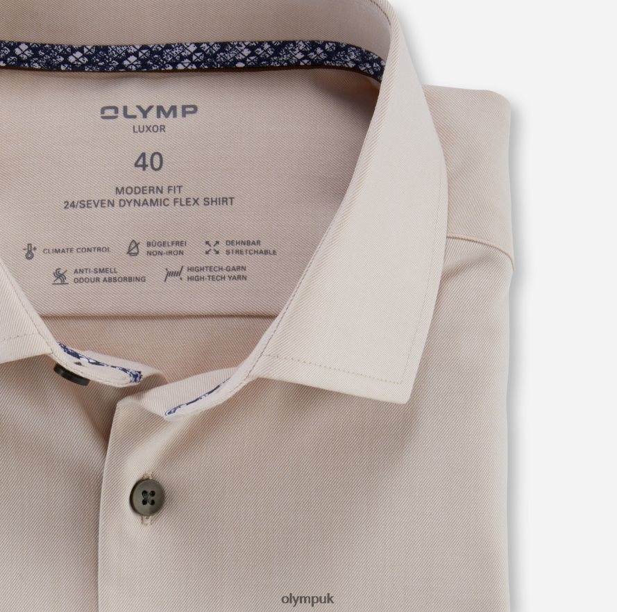 Clothing OLYMP Luxor 24/Seven Modern Fit, Business Shirt, Global Kent, Natural NZ22L1125