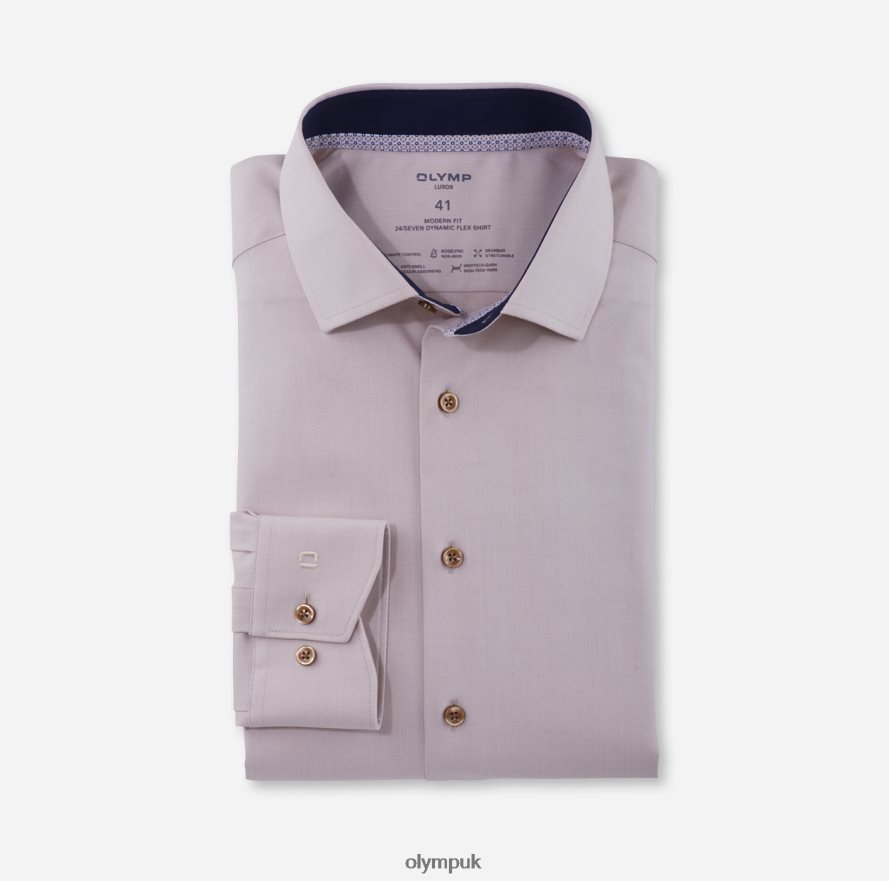 Clothing OLYMP Luxor 24/Seven Modern Fit, Business Shirt, Global Kent, Natural NZ22L1238