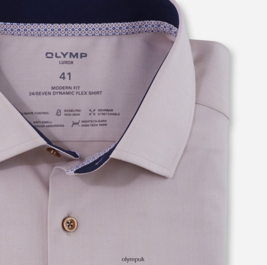 Clothing OLYMP Luxor 24/Seven Modern Fit, Business Shirt, Global Kent, Natural NZ22L1238
