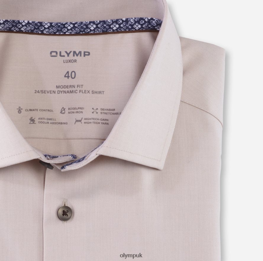 Clothing OLYMP Luxor 24/Seven Modern Fit, Business Shirt, Global Kent, Natural NZ22L942
