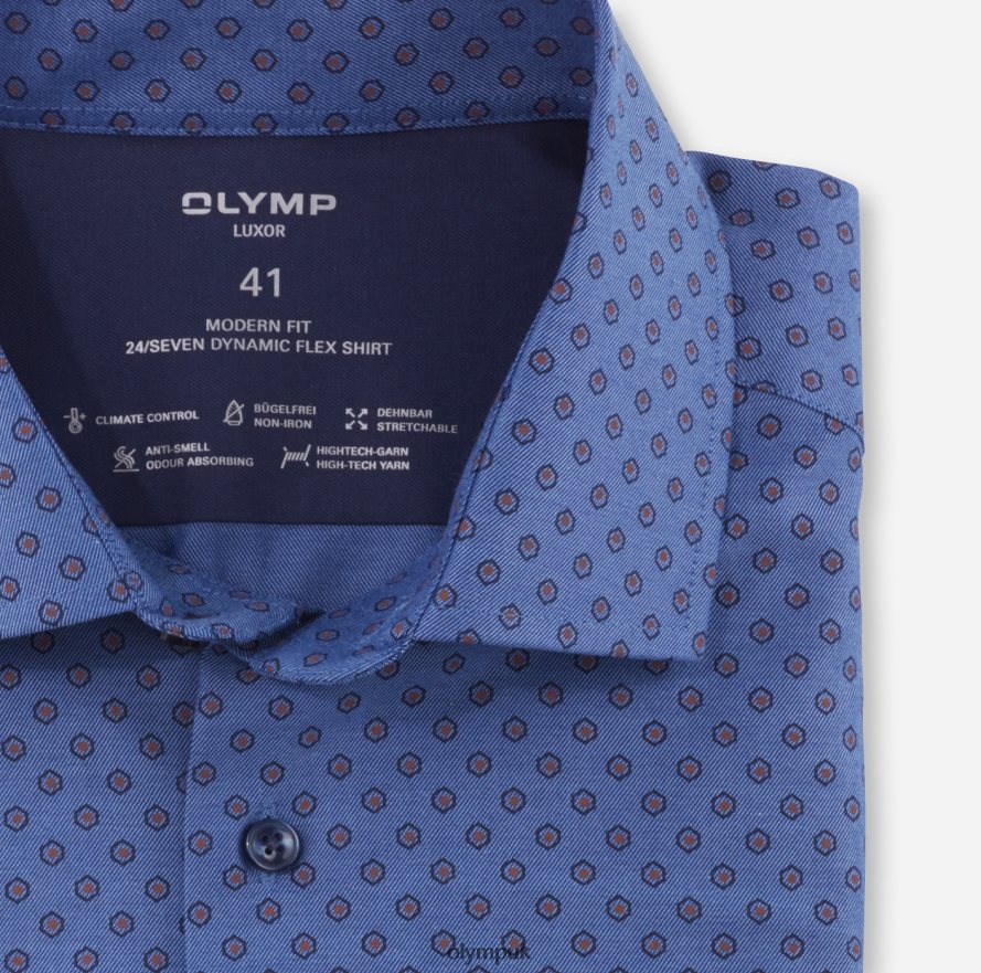 Clothing OLYMP Luxor 24/Seven Modern Fit, Business Shirt, Global Kent, Reddish Brown NZ22L1074